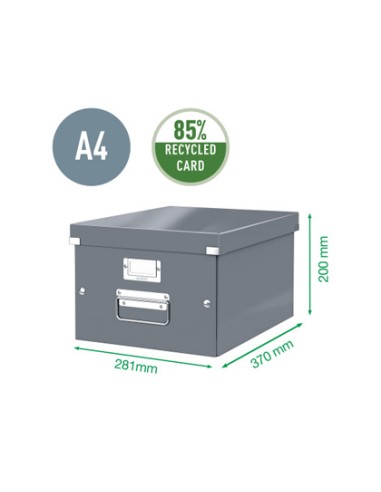 Caja almacenamiento leitz clickstore wow carton reciclado color negro 281x200x369 mm