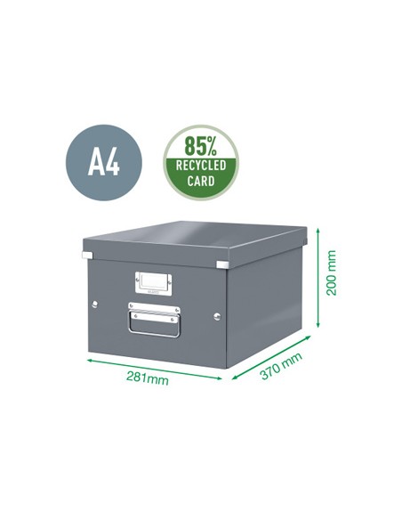 Caja almacenamiento leitz clickstore wow carton reciclado color negro 281x200x369 mm