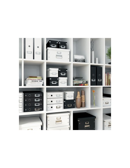 Caja almacenamiento leitz clickstore wow carton reciclado color negro 281x200x369 mm