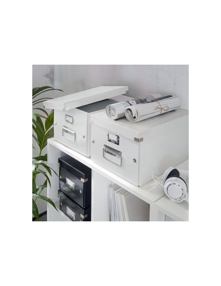 Caja almacenamiento leitz clickstore wow carton reciclado color blanco 281x200x369 mm
