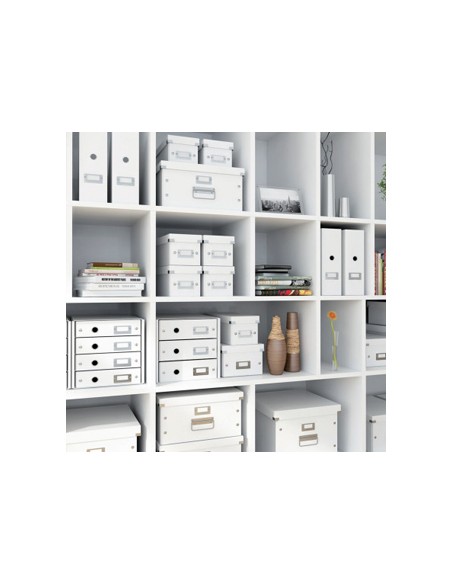 Caja almacenamiento leitz clickstore wow carton reciclado color blanco 281x200x369 mm