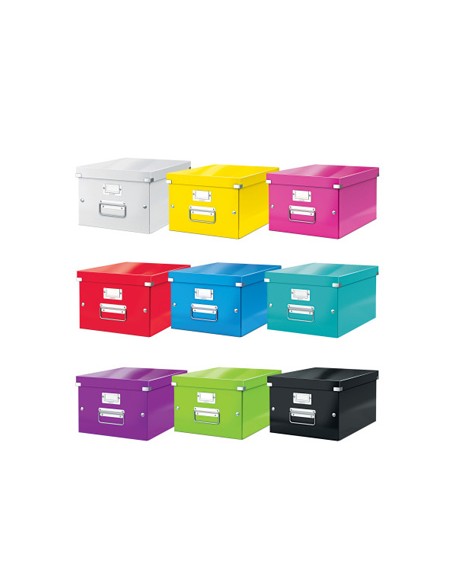 Caja almacenamiento leitz clickstore wow carton reciclado color blanco 281x200x369 mm
