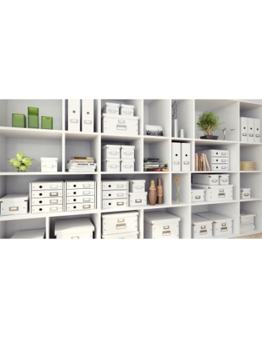 Caja almacenamiento leitz clickstore wow carton reciclado color blanco 281x200x369 mm