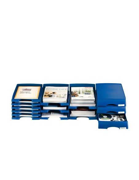 Bandeja sobremesa leitz plus jumbo opaca color azul 255x357x103 mm