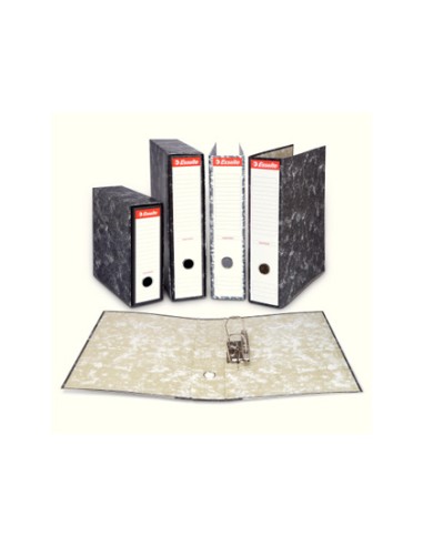 Archivador de palanca esselte folio carton jaspeado negro con rado lomo 75 mm