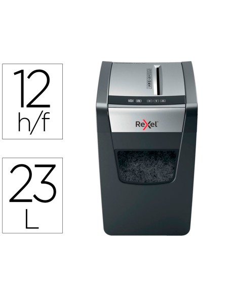 Destructora de documentos rexel momentum x312sl capacidad de corte 12 hojas destruye grapas y clips 23