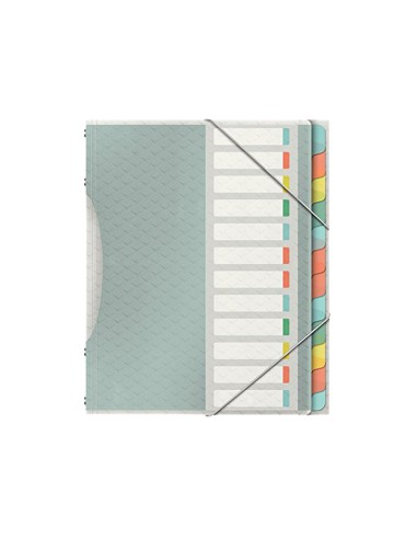 Carpeta esselte clasificadora colour ice polipropileno din a4 color transparente 12 separadores colores cierre