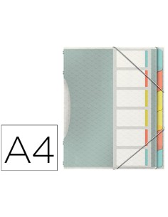 Carpeta esselte clasificadora colour ice polipropileno din a4 color transparente 6 separadores colores cierre