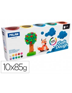 Pasta milan para modelar soft dough basic 85 g caja de 10 botes colores surtidos