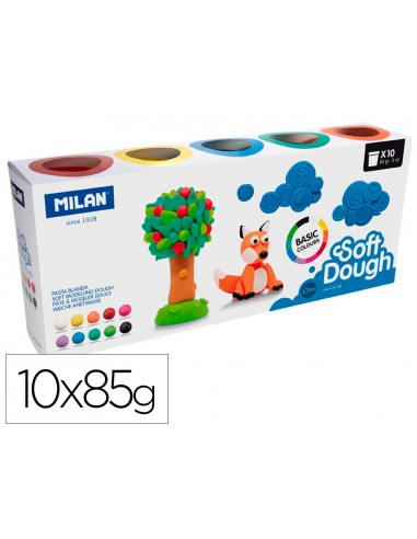 Pasta milan para modelar soft dough basic 85 g caja de 10 botes colores surtidos