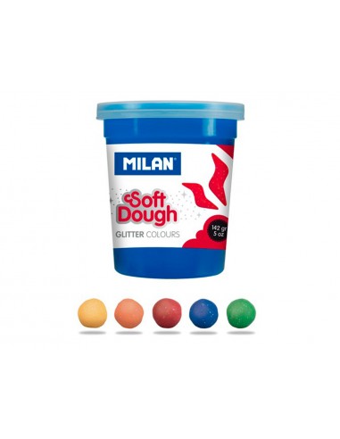 Pasta milan para modelar soft dough glitter caja de 5 botes colores surtidos 142 g