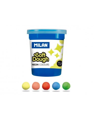Pasta milan para modelar soft dough neon caja de 5 botes colores surtidos 142 g