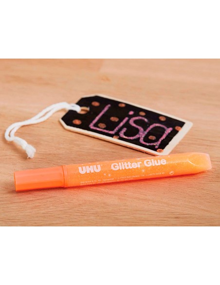 Purpurina pegamento uhu glitter glow lavable blister de 5 unidades 10 ml