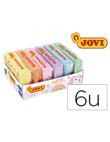 Plastilina jovi 70 tamano pequeno caja de 6 unidades colores pastel surtidos 50g