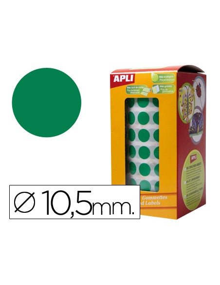 Gomets autoadhesivos circulares 105mm verde en rollo