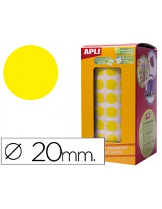 Gomets autoadhesivos circulares 20 mm amarillo en rollo
