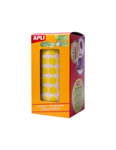 Gomets autoadhesivos circulares 20 mm amarillo en rollo