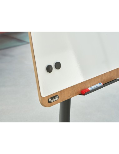 Pizarra blanca rocada gama natural movil lacada magnetica con 2 brazos abatibles 69x99 cm