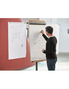 Pizarra blanca rocada gama natural movil lacada magnetica con 2 brazos abatibles 69x99 cm