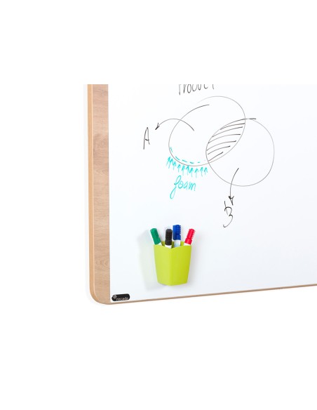 Pizarra blanca rocada lacada magnetica tablero color roble 100x150 cm