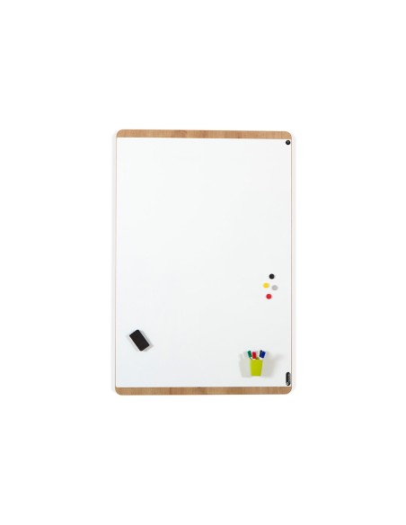 Pizarra blanca rocada lacada magnetica tablero color roble 100x150 cm