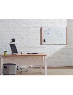 Pizarra blanca rocada lacada magnetica tablero color roble 100x150 cm