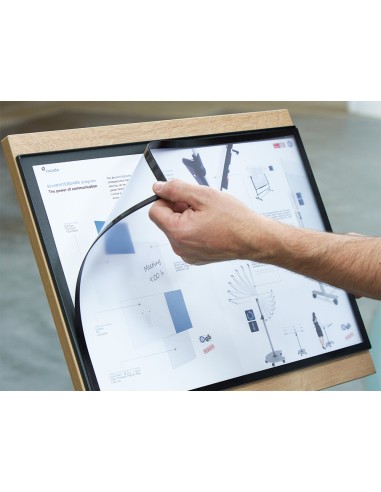 Soporte rocada porta anuncios tamano a4 giro 90 regulable en altura