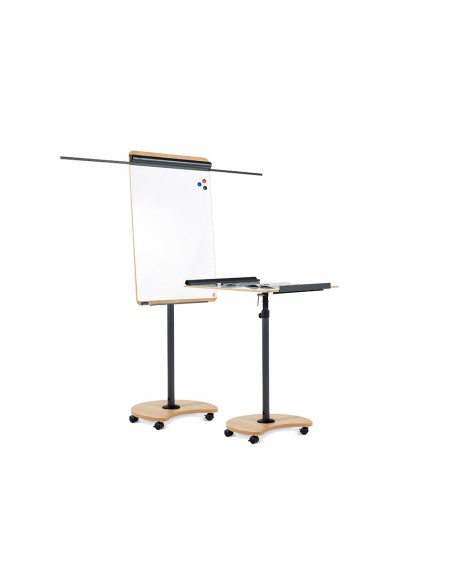 Pizarra movil rocada metalica magnetica con ruedas 69x99 cm 2 brazos extensibles lateral y bandeja para rotuladores