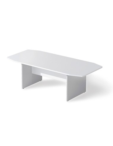 Mesa de reunion rocada meeting 3003ab04 estructura madera gris aluminio tablero madera blanco 220x100x72 cm