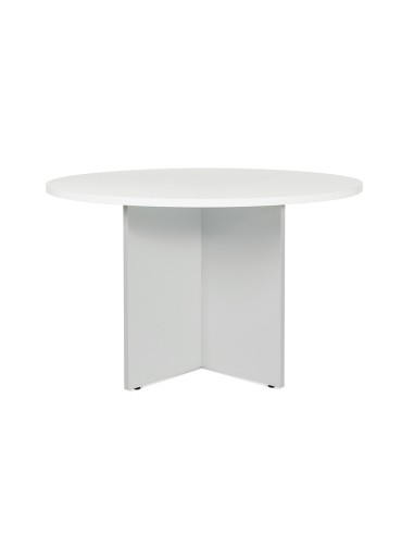 Mesa de reunion rocada meeting 3006ab04 estructura madera gris aluminio en aspas tablero madera blanco 120 cm