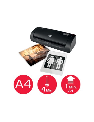 Plastificadora gbc fusion 1000l din a4 4 rodillos hasta 2x75 mc color negro