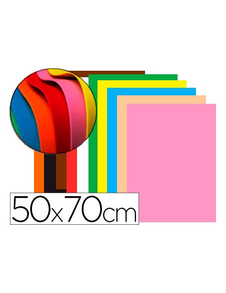 Goma eva liderpapel 50x70cm 60g m2 espesor 15mm colores surtidos