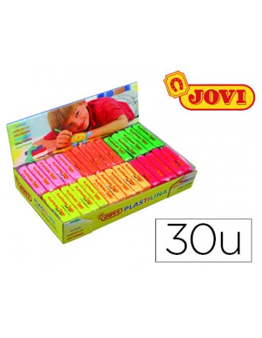 Plastilina jovi 70f tamano pequeno caja de 30 unidades colores fluorescentes surtidos