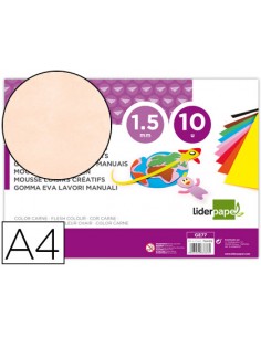 Goma eva liderpapel din a4 60g m2 espesor 15mm carne paquete de 10 hojas