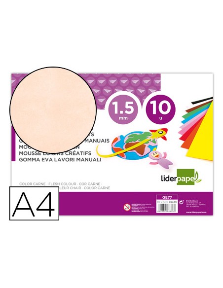 Goma eva liderpapel din a4 60g m2 espesor 15mm carne paquete de 10 hojas