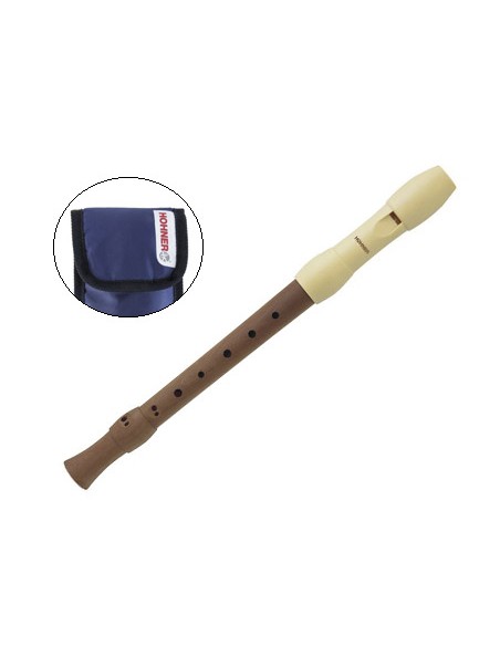 Flauta hohner alegra madera peral dos piezas con boquilla plastico marfil en funda azul
