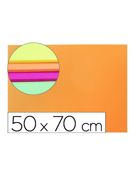 Goma eva liderpapel 50x70cm 60g m2 espesor 2mm fluor naranja