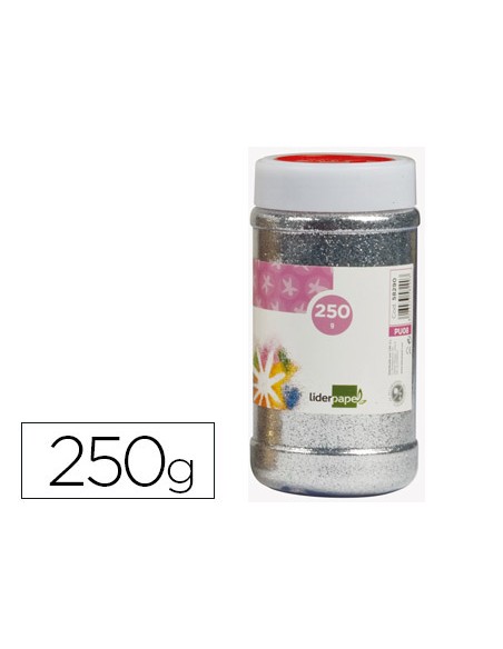 Purpurina liderpapel fantasia color plata metalizado bote de 250 gr