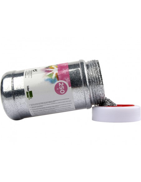 Purpurina liderpapel fantasia color plata metalizado bote de 250 gr
