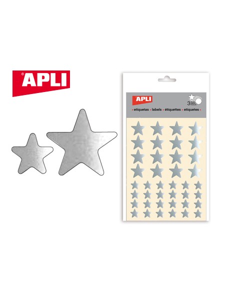 Gomets apli estrella plata bolsa con 3 hojas