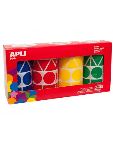 Gomets apli figuras surtidas t amano xl pack de 4 rollos colores surtidos 5428 unidades