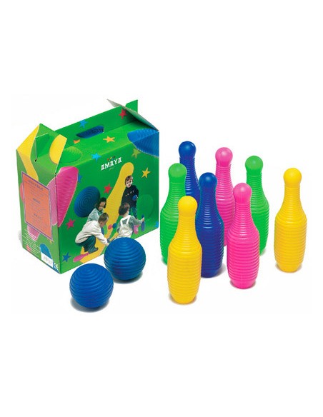 Bolo amaya de polietileno alto 26 cm incluye 8 bolos y 2 pelotas