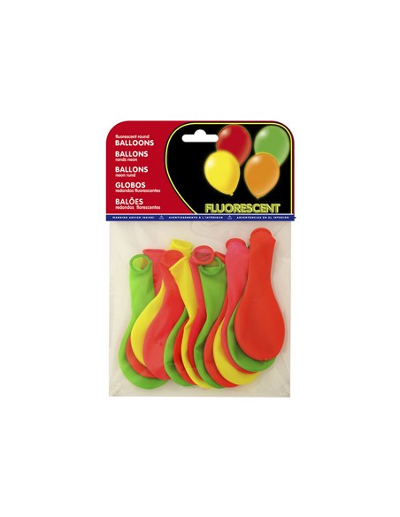 Globos fluorescentes bolsa de 15 unidades colores surtidos