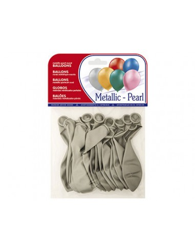 Globos metalizados plata bolsa de 15 unidades