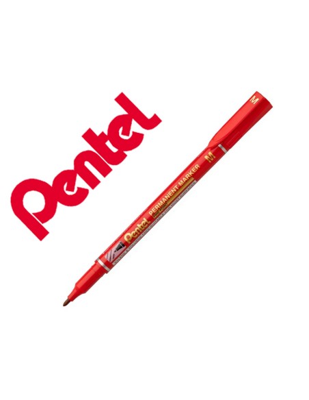 Marcador pentel permanente nm470 ponta grossa de 24 mm cor vermelho