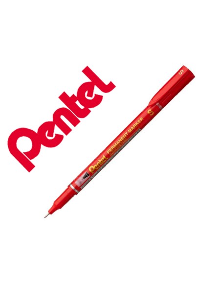 Marcador pentel permanente nfs410 ponta extra fina de 064 mm cor vermelho