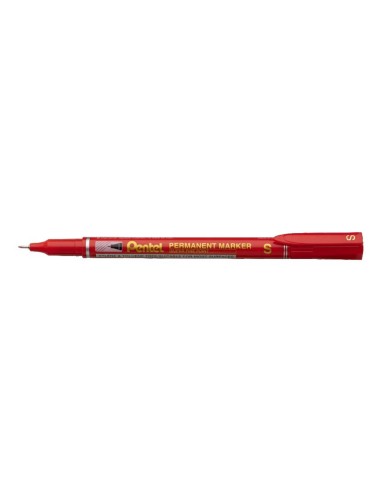 Marcador pentel permanente nfs410 ponta extra fina de 064 mm cor vermelho
