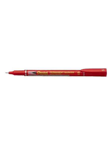 Marcador pentel permanente nfs410 ponta extra fina de 064 mm cor vermelho