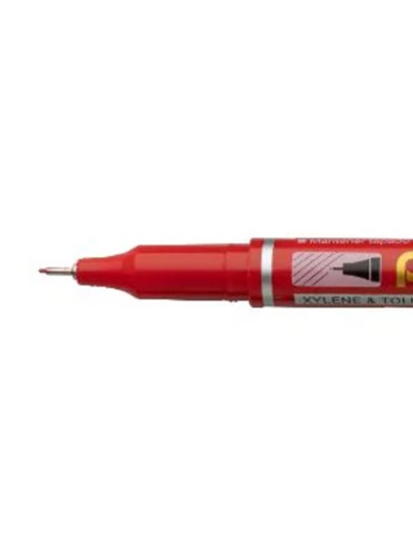 Marcador pentel permanente nfs410 ponta extra fina de 064 mm cor vermelho