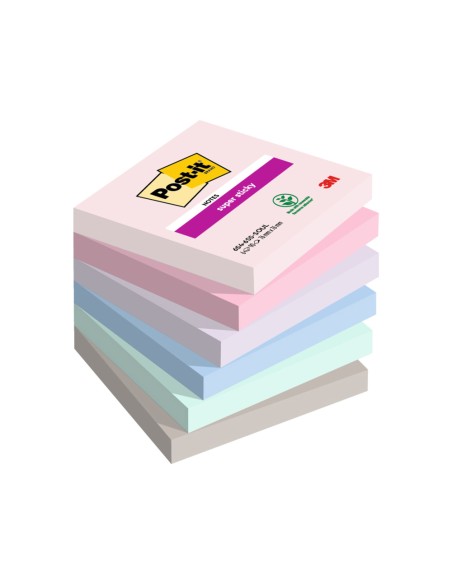 Bloc de notas adhesivas quita y pon post it super sticky carnival 100 pefc 76x127 mm pack de 6 blocs colores